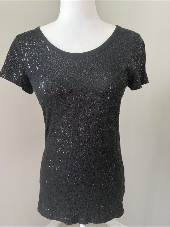 Dkny Tops - DKNY Black Sequin Short Sleeve Top Tee T-shirt Womens Size Small